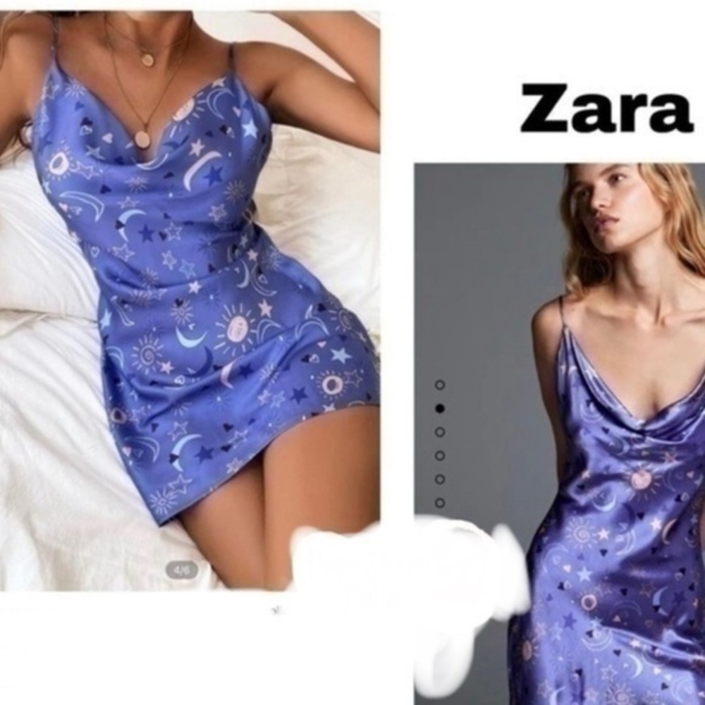 ZARA Satin effect print dress 4437/325